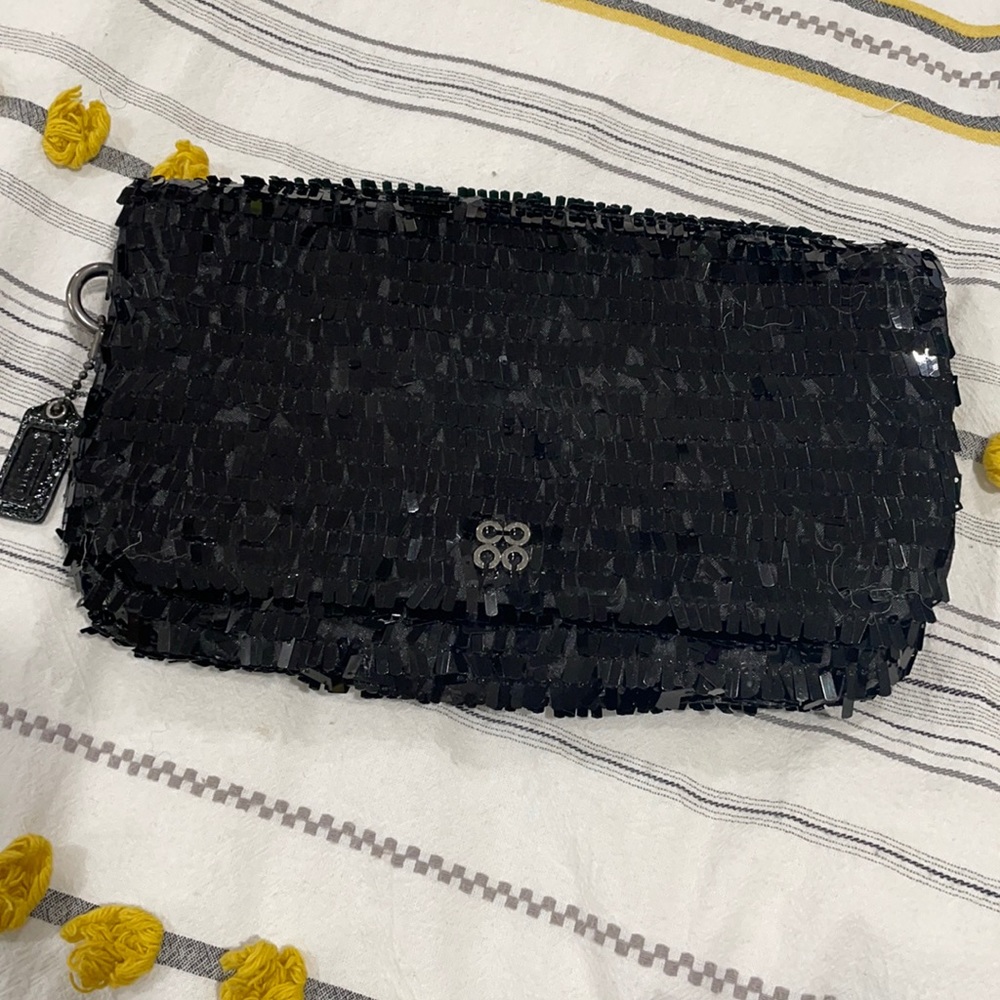 Coach sequin black evening clutch wristlet